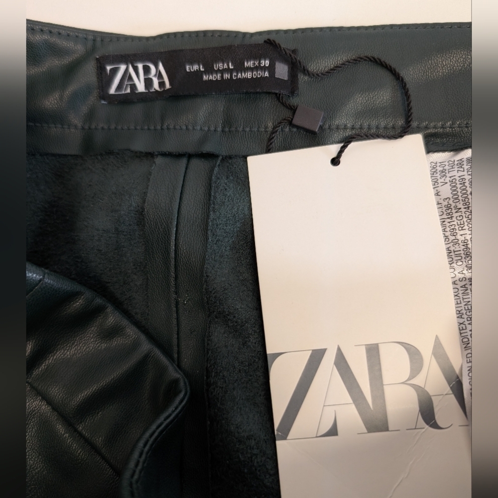 Zara Faux Leather High Waisted Hi-Rise Legging Green - Large NWT - Picture 8 of 9